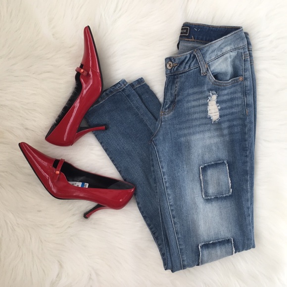 Cato Denim - Distressed light wash skinny jeans